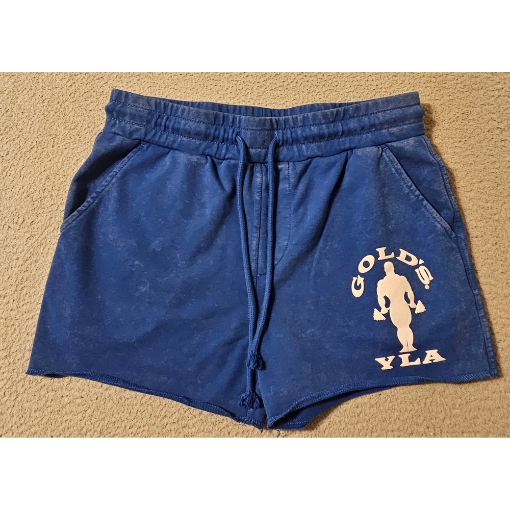 YoungLA Golds Gym Mens Blue Acid Wash Sweat Shorts YLA3201 Model 1132 Medium